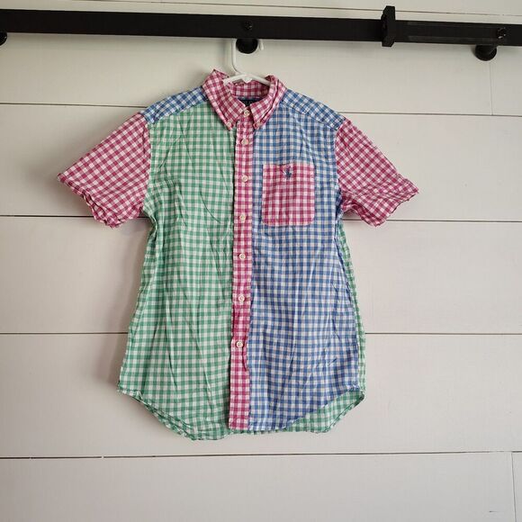 Polo Ralph Lauren Other - POLO RALPH LAUREN Boys Button Down Gingham Shirt Colorful Preppy Sz Medium 10
